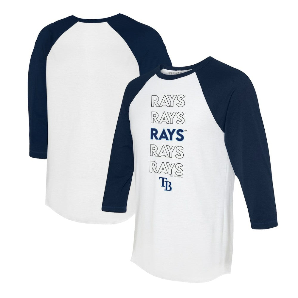 White/Navy Tampa Bay Rays Tiny Turnip Women's Stacked 3/4-Sleeve Raglan T-Shirt