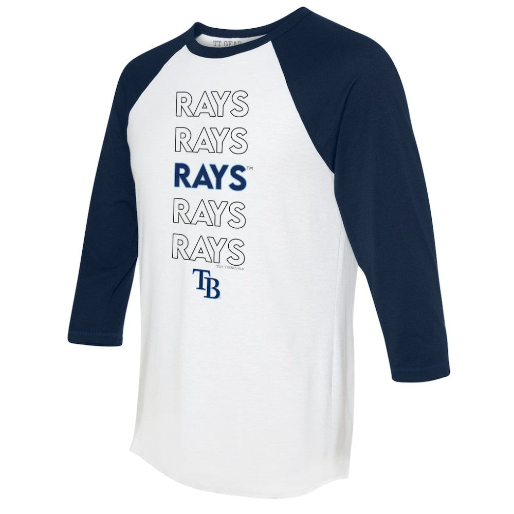 White/Navy Tampa Bay Rays Tiny Turnip Women's Stacked 3/4-Sleeve Raglan T-Shirt