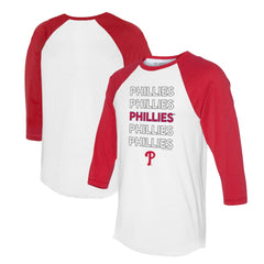 White/Red Philadelphia Phillies Tiny Turnip Unisex Stacked 3/4-Sleeve Raglan T-Shirt