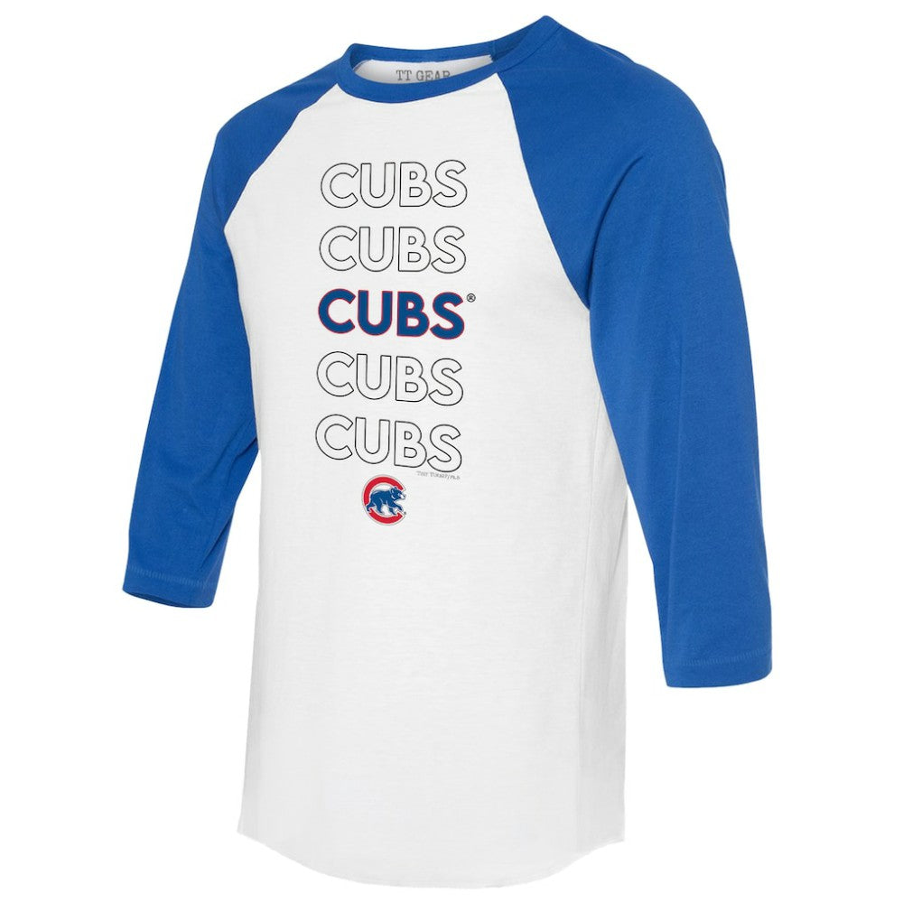 White/Royal Chicago Cubs Tiny Turnip Unisex Stacked 3/4-Sleeve Raglan T-Shirt