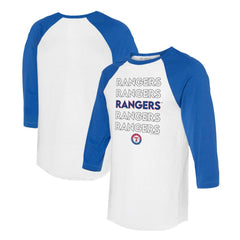 White/Royal Texas Rangers Tiny Turnip Unisex Stacked 3/4-Sleeve Raglan T-Shirt