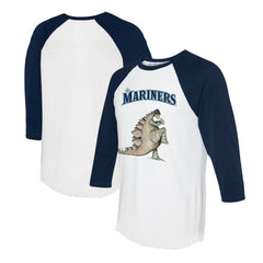 White/Navy Seattle Mariners Tiny Turnip Unisex Stega 3/4-Sleeve Raglan T-Shirt