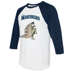 White/Navy Seattle Mariners Tiny Turnip Unisex Stega 3/4-Sleeve Raglan T-Shirt