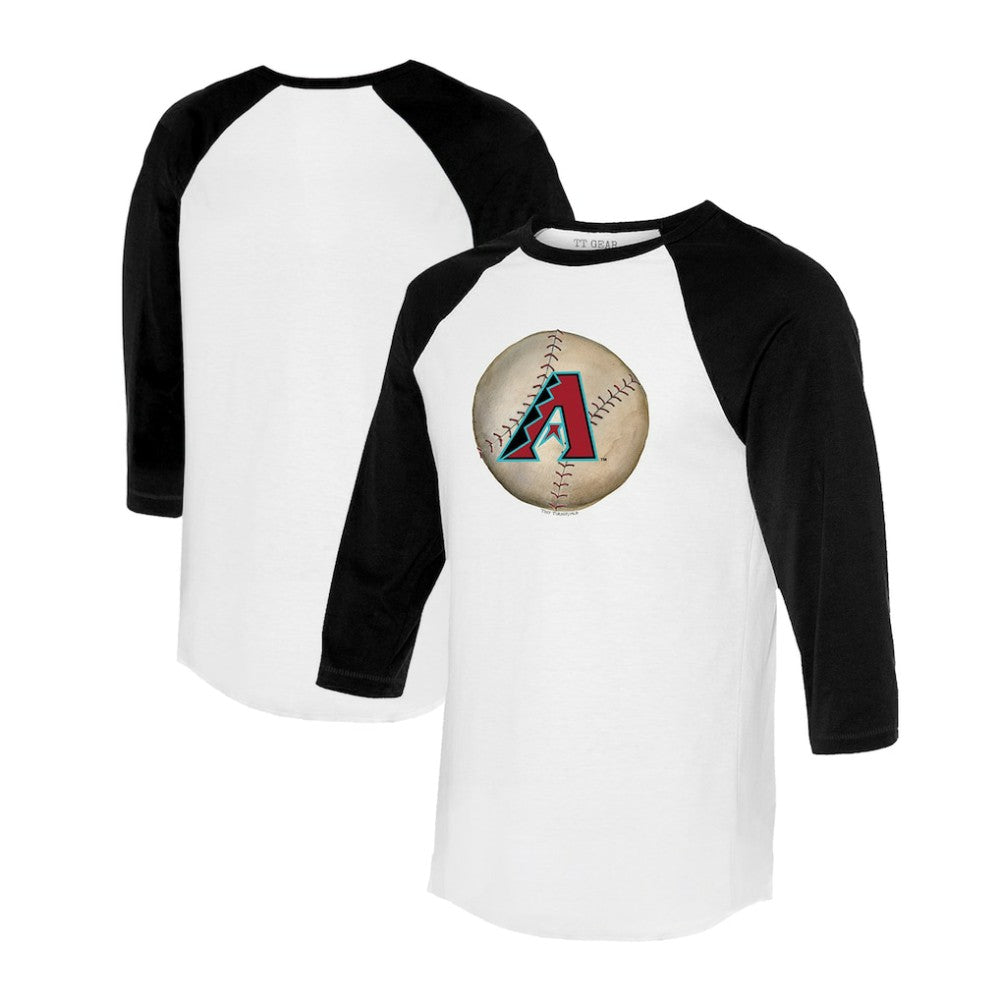 White/Black Arizona Diamondbacks Tiny Turnip Unisex Stitched Baseball 3/4-Sleeve Raglan T-Shirt