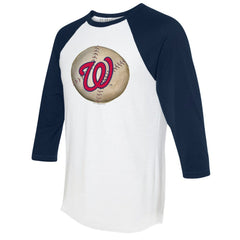 White/Navy Washington Nationals Tiny Turnip Unisex Stitched Baseball 3/4-Sleeve Raglan T-Shirt