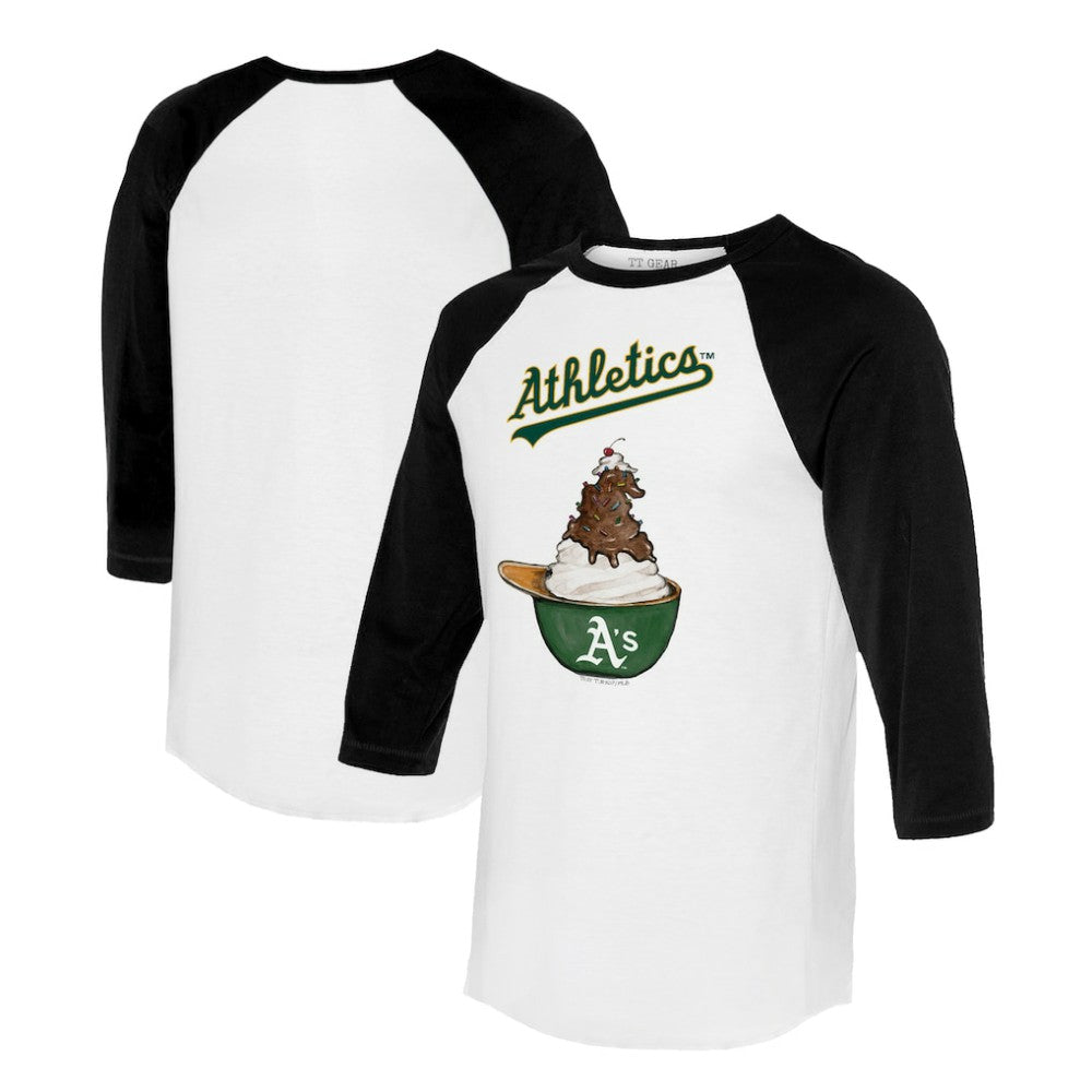 White/Black Athletics Tiny Turnip Unisex Sundae Helmet 3/4-Sleeve Raglan T-Shirt