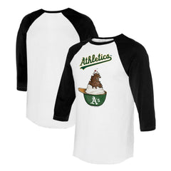 White/Black Athletics Tiny Turnip Unisex Sundae Helmet 3/4-Sleeve Raglan T-Shirt