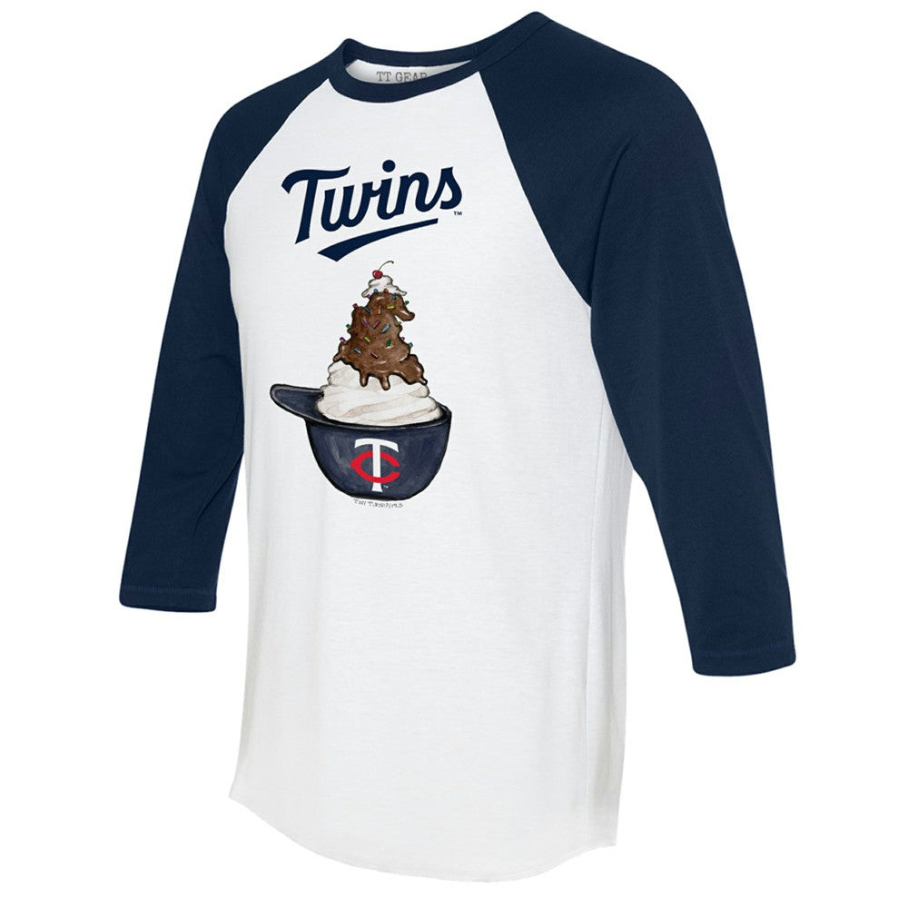 White/Navy Minnesota Twins Tiny Turnip Unisex Sundae Helmet 3/4-Sleeve Raglan T-Shirt