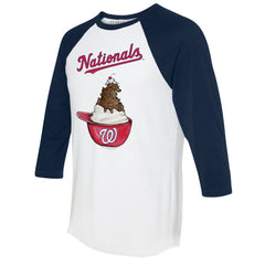 White/Navy Washington Nationals Tiny Turnip Unisex Sundae Helmet 3/4-Sleeve Raglan T-Shirt