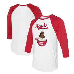 White/Red Cincinnati Reds Tiny Turnip Unisex Sundae Helmet 3/4-Sleeve Raglan T-Shirt