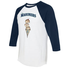 White/Navy Seattle Mariners Tiny Turnip Unisex Triple Scoop 3/4-Sleeve Raglan T-Shirt