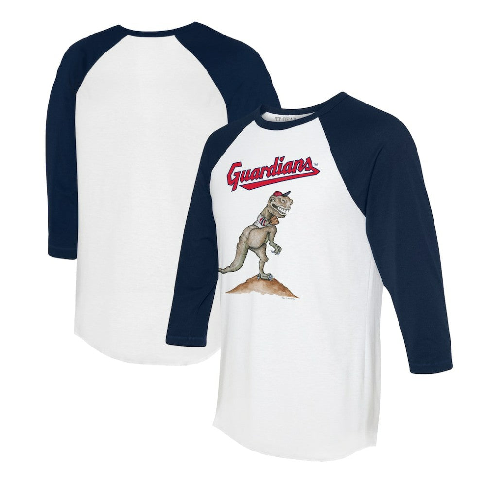 White/Navy Cleveland Guardians Tiny Turnip Unisex TT Rex 3/4-Sleeve Raglan T-Shirt