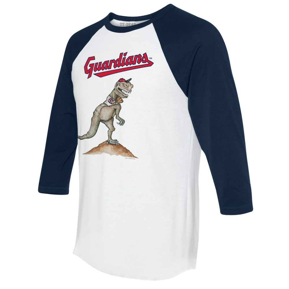 White/Navy Cleveland Guardians Tiny Turnip Unisex TT Rex 3/4-Sleeve Raglan T-Shirt