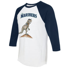 White/Navy Seattle Mariners Tiny Turnip Unisex TT Rex 3/4-Sleeve Raglan T-Shirt