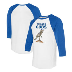 White/Royal Chicago Cubs Tiny Turnip Unisex TT Rex 3/4-Sleeve Raglan T-Shirt