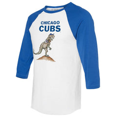 White/Royal Chicago Cubs Tiny Turnip Unisex TT Rex 3/4-Sleeve Raglan T-Shirt
