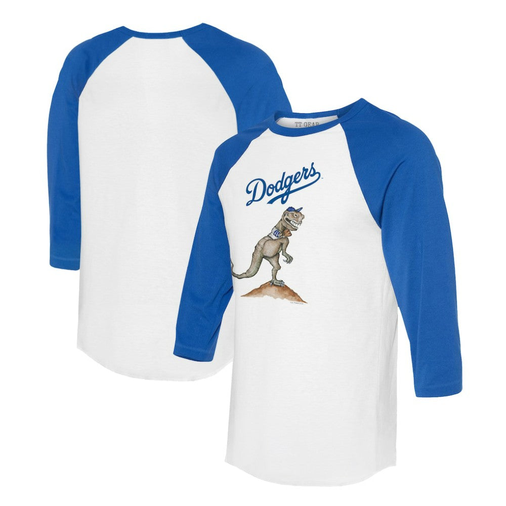 White/Royal Los Angeles Dodgers Tiny Turnip Unisex TT Rex 3/4-Sleeve Raglan T-Shirt