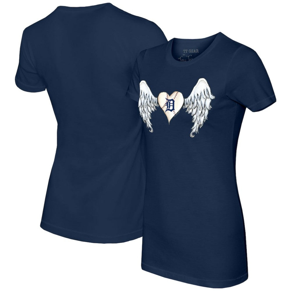Navy Detroit Tigers Tiny Turnip Women's Angel Wings T-Shirt