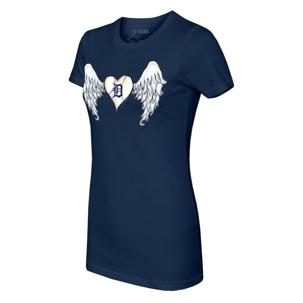 Navy Detroit Tigers Tiny Turnip Women's Angel Wings T-Shirt