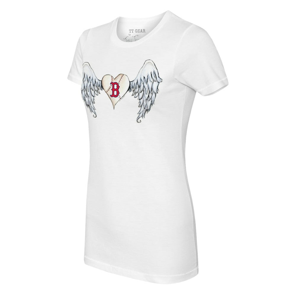 White Boston Red Sox Tiny Turnip Women's Angel Wings T-Shirt