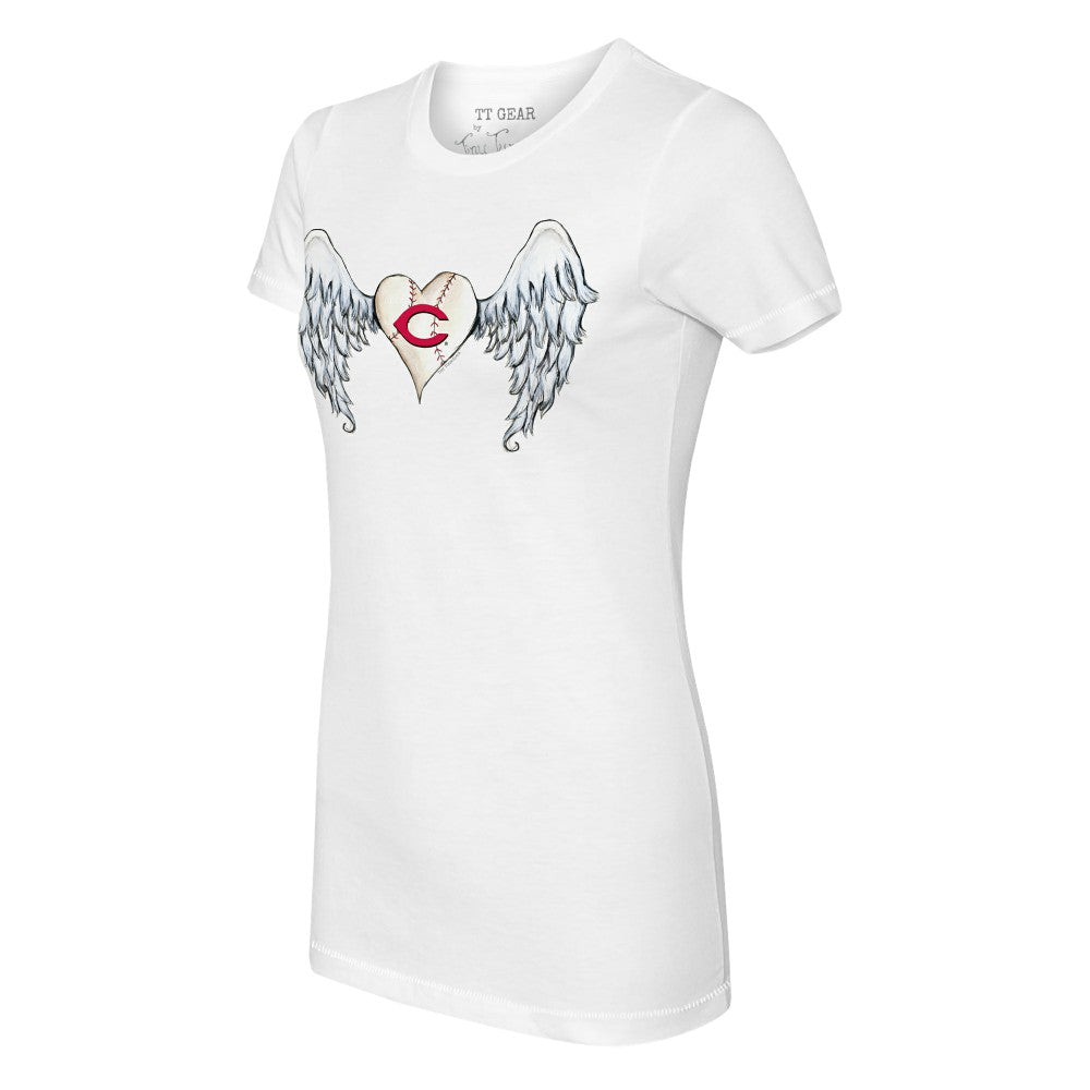 White Cincinnati Reds Tiny Turnip Women's Angel Wings T-Shirt