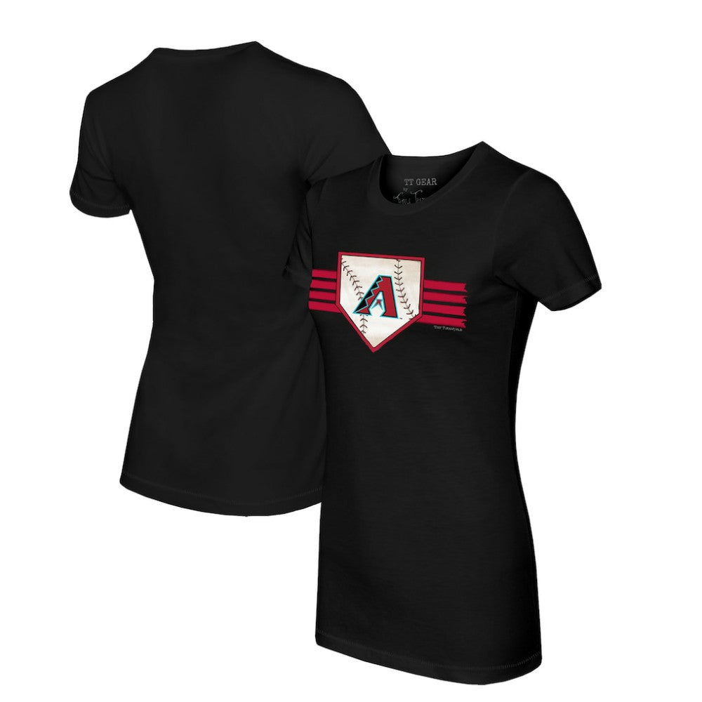 Black Arizona Diamondbacks Tiny Turnip Women's Base Stripe T-Shirt