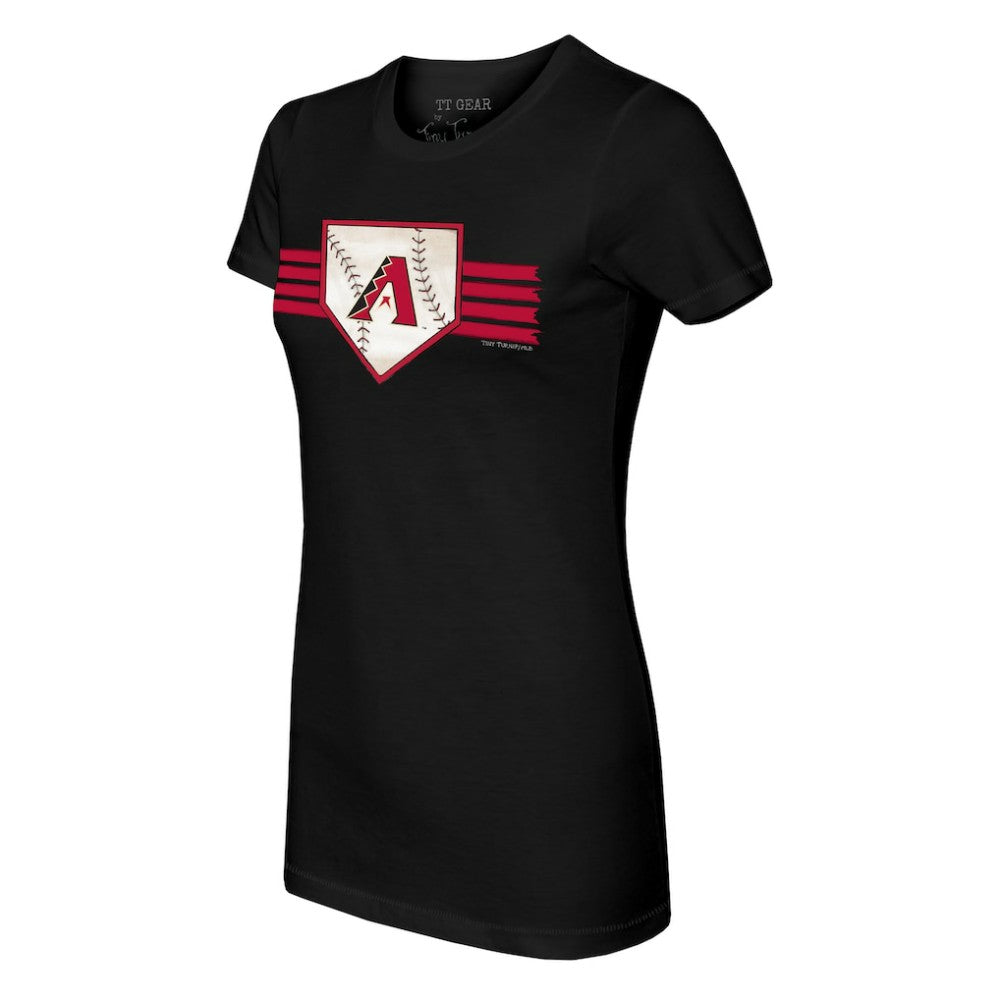 Black Arizona Diamondbacks Tiny Turnip Women's Base Stripe T-Shirt
