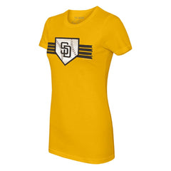 Gold San Diego Padres Tiny Turnip Women's Base Stripe T-Shirt