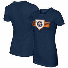 Navy Houston Astros Tiny Turnip Women's Base Stripe T-Shirt