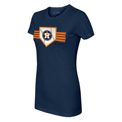 Navy Houston Astros Tiny Turnip Women's Base Stripe T-Shirt