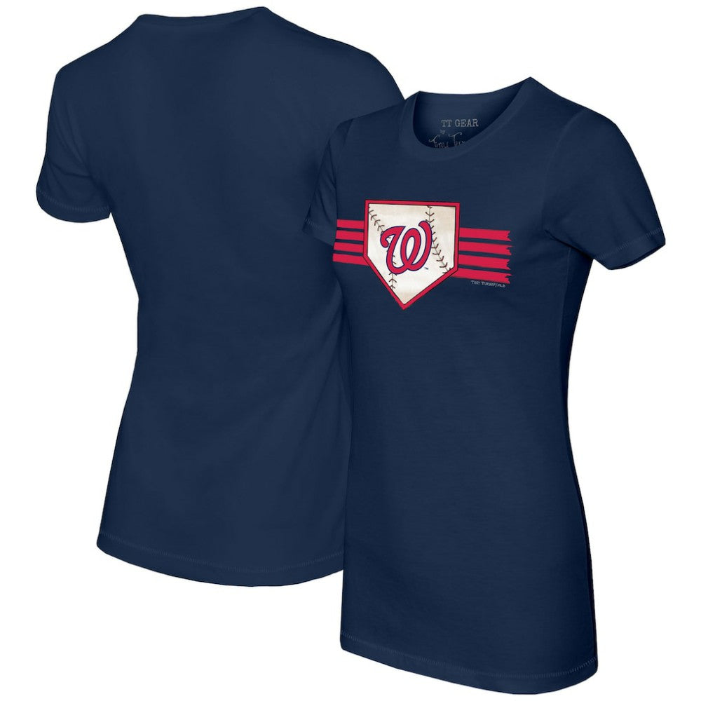 Navy Washington Nationals Tiny Turnip Women's Base Stripe T-Shirt