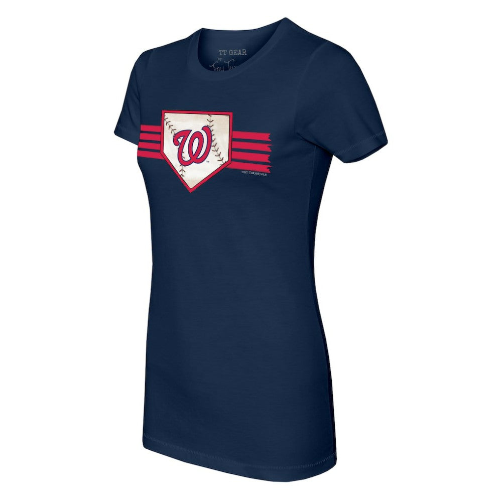 Navy Washington Nationals Tiny Turnip Women's Base Stripe T-Shirt