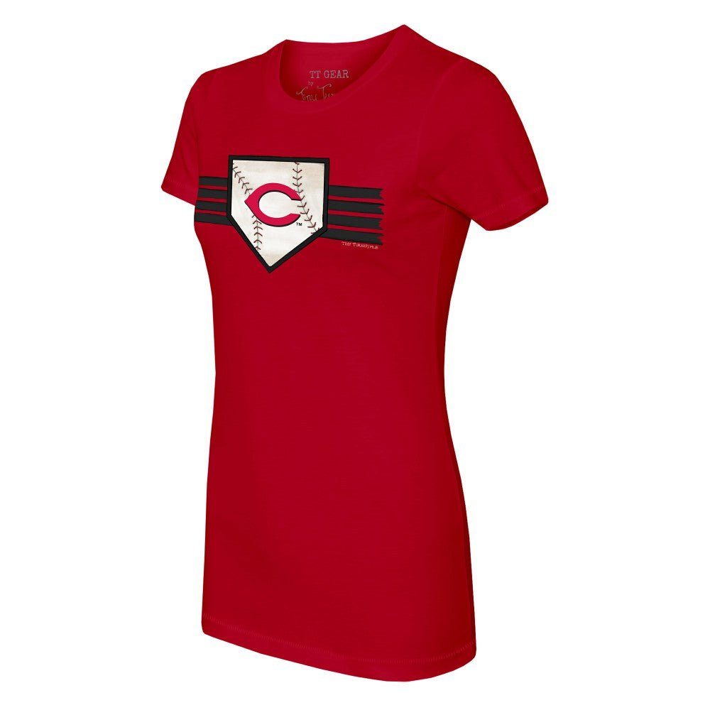 Red Cincinnati Reds Tiny Turnip Women's Base Stripe T-Shirt