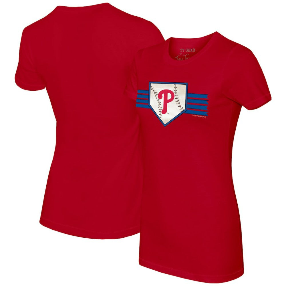 Red Philadelphia Phillies Tiny Turnip Women's Base Stripe T-Shirt