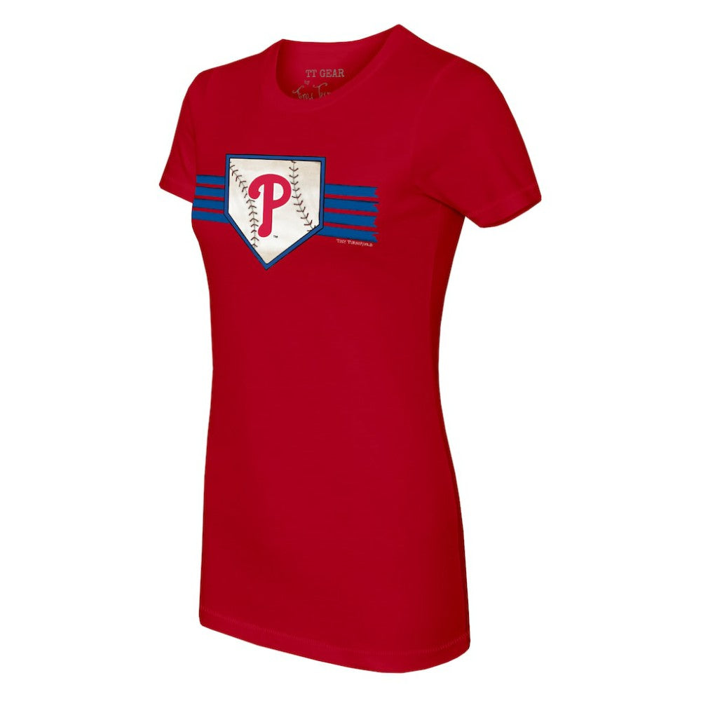 Red Philadelphia Phillies Tiny Turnip Women's Base Stripe T-Shirt