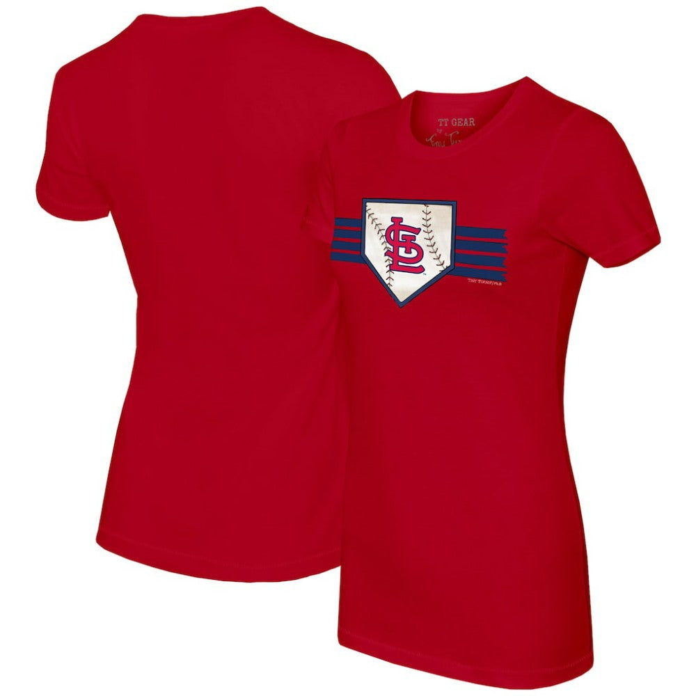 Red St. Louis Cardinals Tiny Turnip Women's Base Stripe T-Shirt