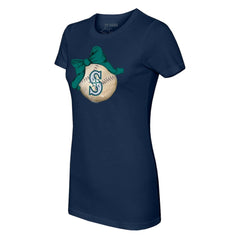 Navy Seattle Mariners Tiny Turnip Women's Baseball Bow T-Shirt