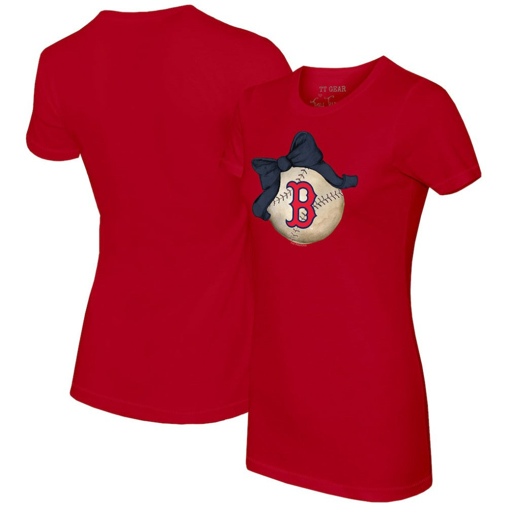Red Boston Red Sox Tiny Turnip Women's Baseball Bow T-Shirt