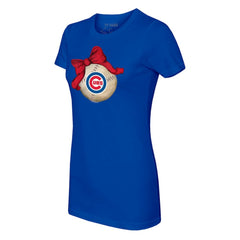 Royal Chicago Cubs Tiny Turnip Women's Baseball Bow T-Shirt