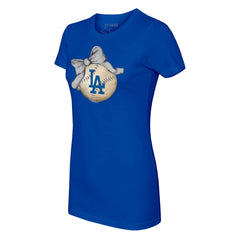 Royal Los Angeles Dodgers Tiny Turnip Women's Baseball Bow T-Shirt