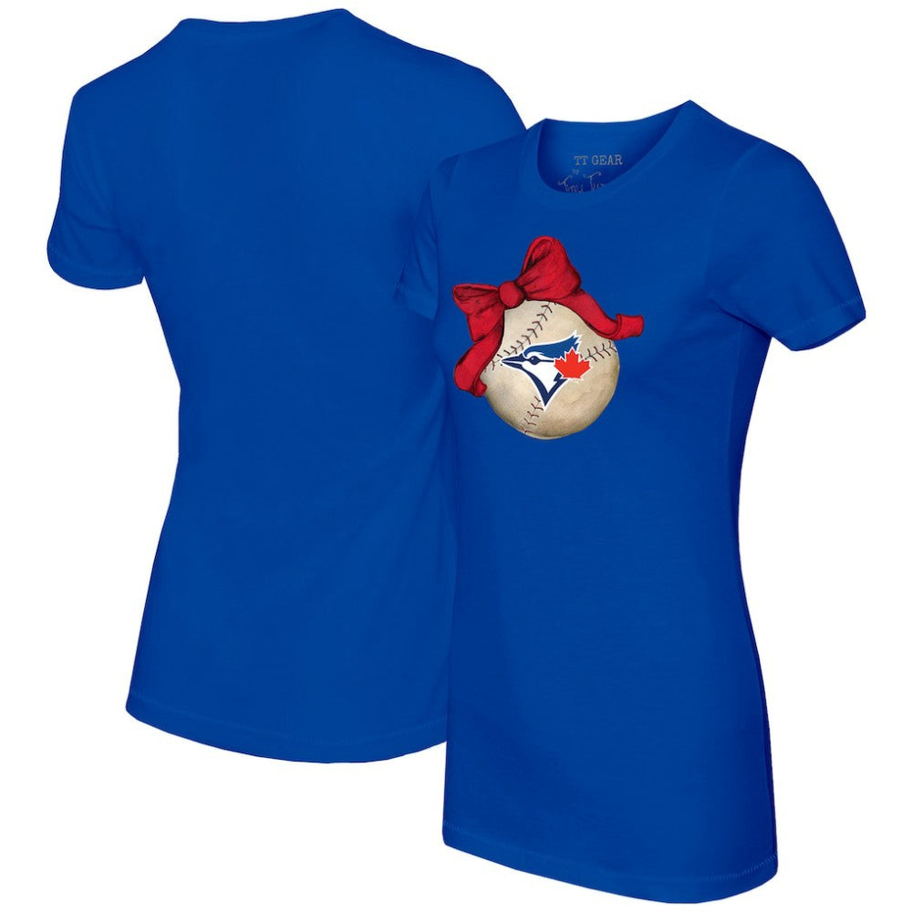 Royal Toronto Blue Jays Tiny Turnip Women's Baseball Bow T-Shirt