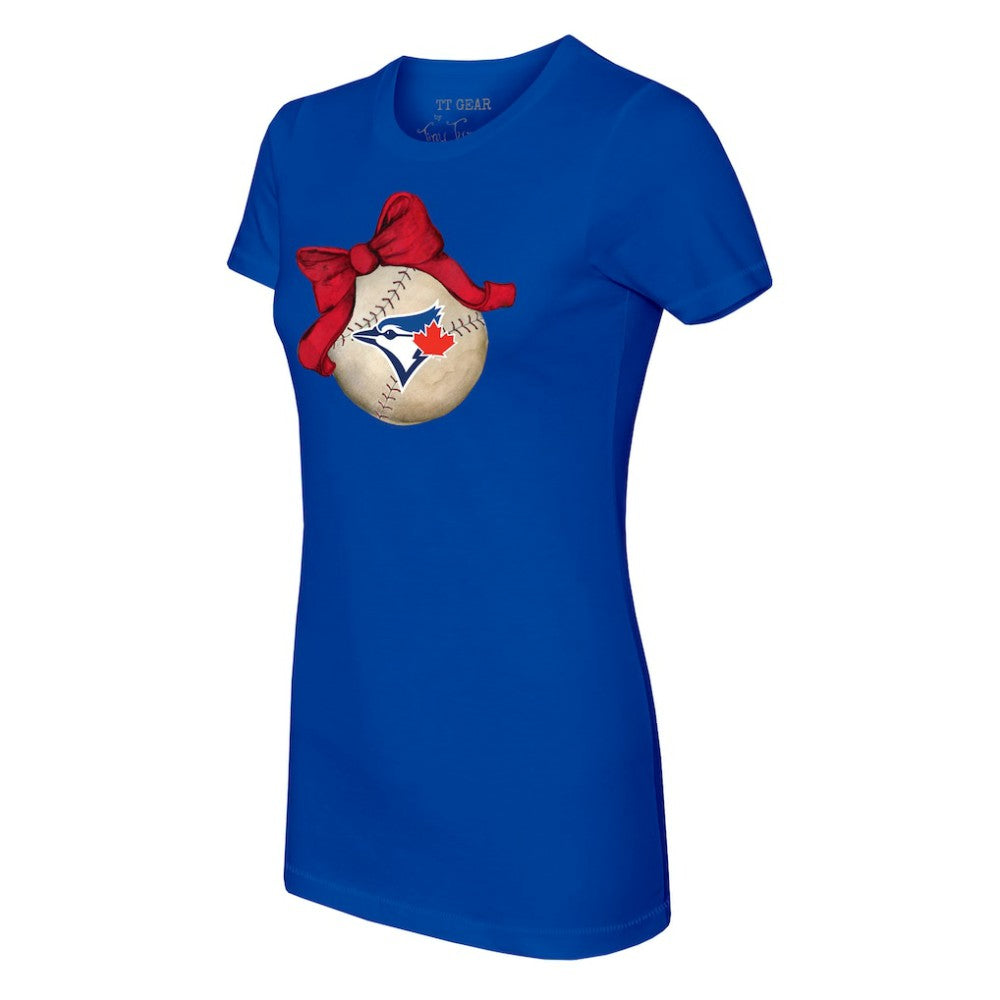 Royal Toronto Blue Jays Tiny Turnip Women's Baseball Bow T-Shirt