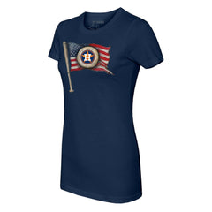 Navy Houston Astros Tiny Turnip Women's Baseball Flag T-Shirt