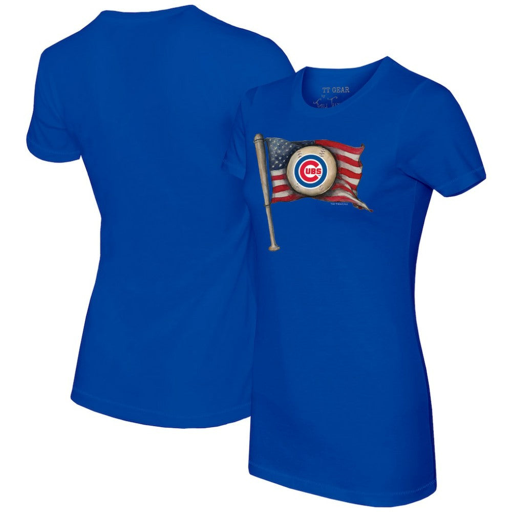 Royal Chicago Cubs Tiny Turnip Women's Baseball Flag T-Shirt