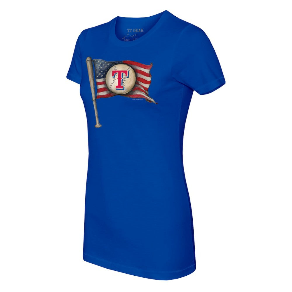 Royal Texas Rangers Tiny Turnip Women's Baseball Flag T-Shirt