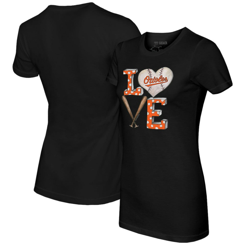 Black Baltimore Orioles Tiny Turnip Women's Baseball Love T-Shirt