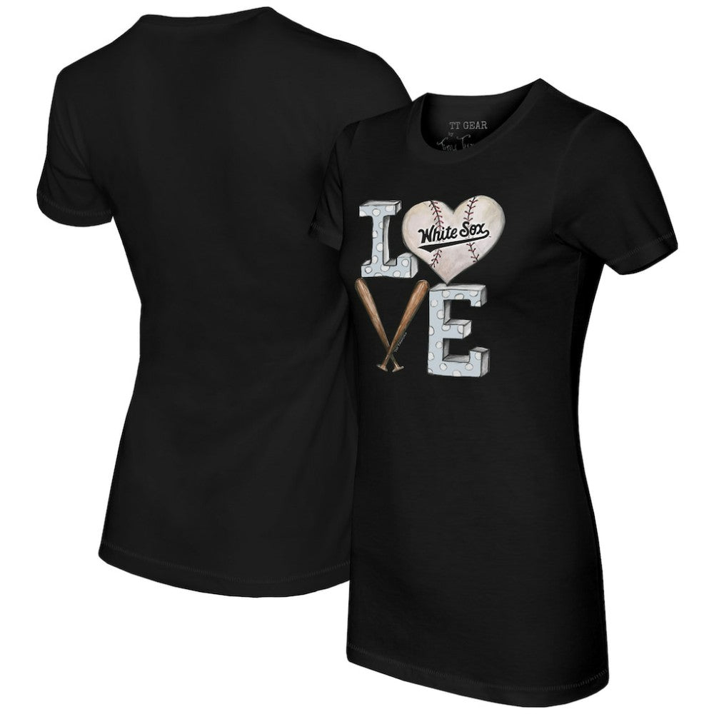 Black Chicago White Sox Tiny Turnip Women's Baseball Love T-Shirt