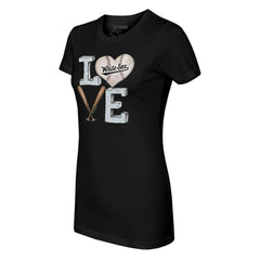 Black Chicago White Sox Tiny Turnip Women's Baseball Love T-Shirt