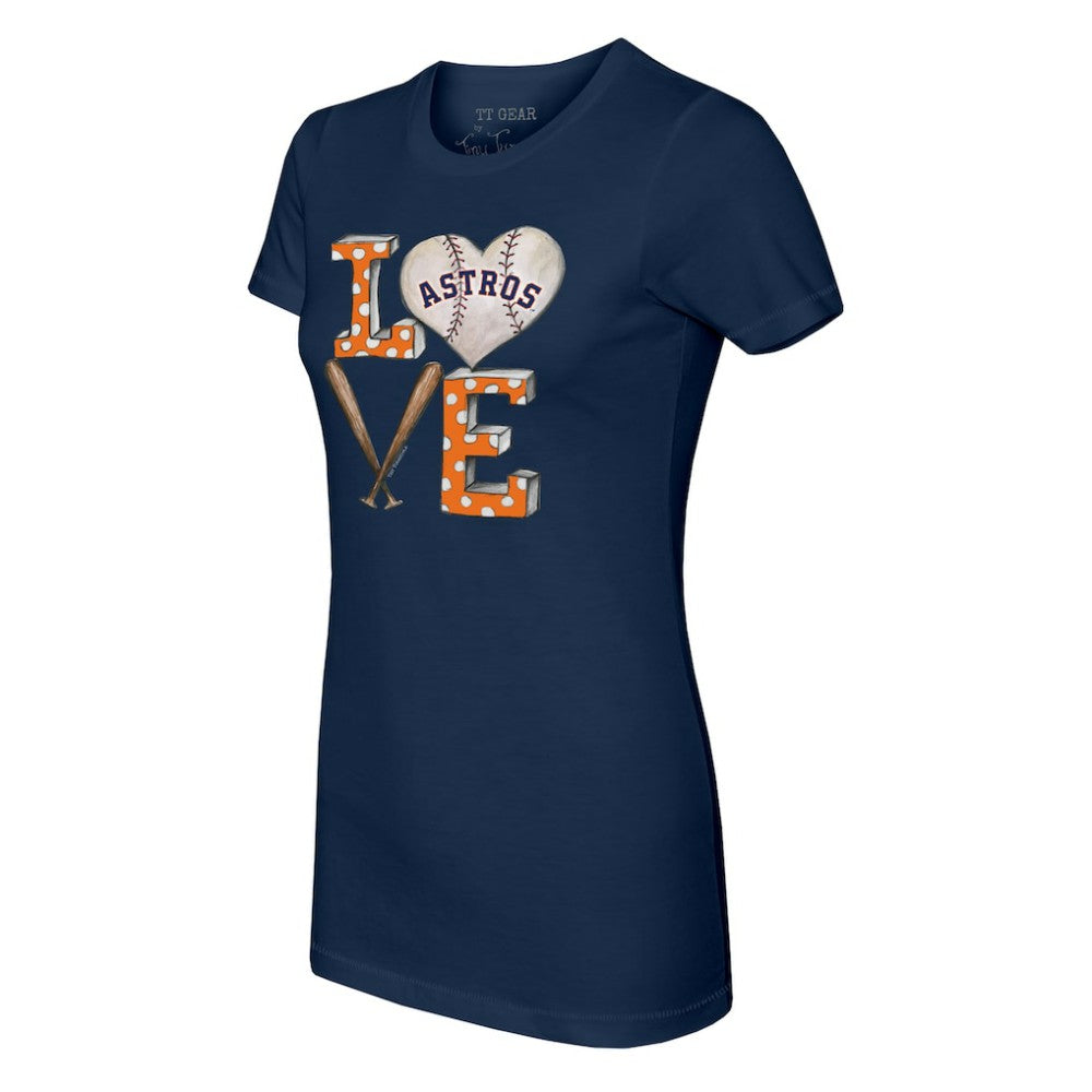 Navy Houston Astros Tiny Turnip Women's Baseball Love T-Shirt