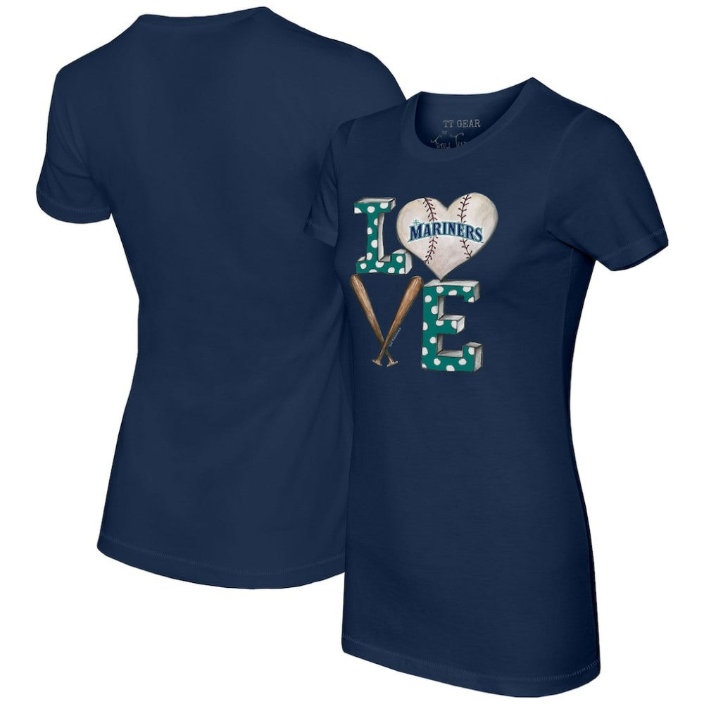 Navy Seattle Mariners Tiny Turnip Women's Baseball Love T-Shirt